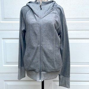 The North Face gray zip up mid to lightweight hoodie, size L